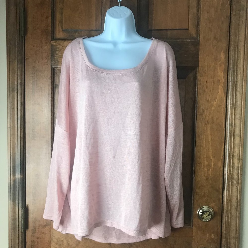 WE by Living in Yellow - Pink Drop Shoulder Pullover Top w/Scoop Neck Size 2X